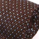 Brown Silk Pointed Knitted Tie with Heart Detail 7cm - Tie Doctor